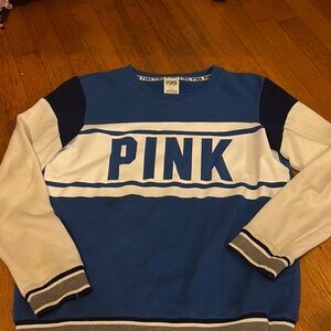 PINK Victoria's Secret Blue and White Womens Sweater